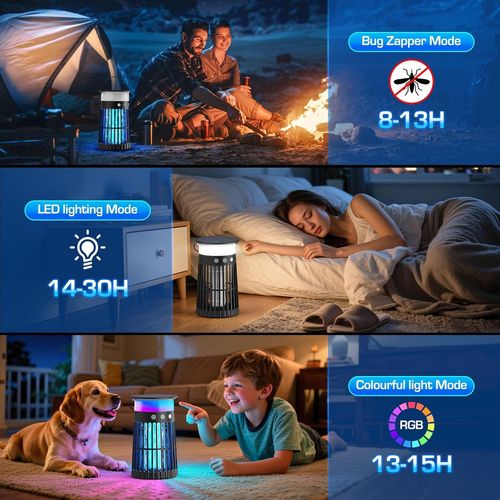 ASFASFq-Lampe Anti Moustique Exterieur Solaire pour Aedes, Anti Moustique Solaire Rechargeable 4000mAh, 4200V, Interrupteur Automatique, Étanche, pour l'intérieur et l'extérieur