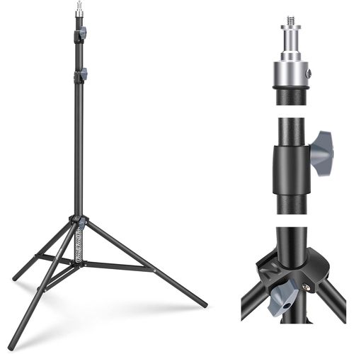 NEEWER Support de Lumière de Photographie 2.85-6.6ft/87-200cm, Trépied en Aluminium à Ressort avec Diamètre de Tube de ø28mm pour Anneau Lumière/Lumière LED/Softbox,Charge Max 22lbs, ST-200 Noir