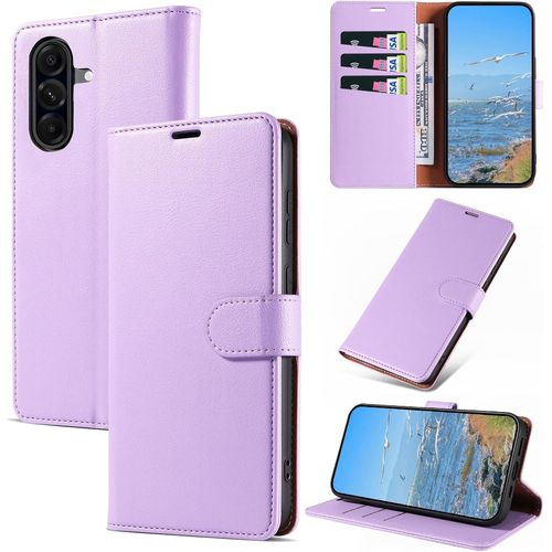 Kal-Coque Pour Samsung Galaxy A56 5g, Antichoc Magnetique Étui À Rabat Avec Rfid Blocage, Portefeuille Housse En Cuir Pu Coque Pour Samsung A56 5g, Violet