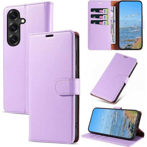 KAL-Coque Pour Samsung Galaxy S25 Plus, Antichoc Magnetique Étui À Rabat Avec Rfid Blocage, Portefeuille Housse En Cuir Pu Coque Pour Samsung S25 Plus, Violet