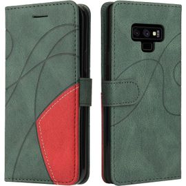 Coque Pour Samsung Galaxy Note 9, Etui En Cuir Pu Portefeuille Housse Fermeture Magnétique Und Flip Protection Case Avec Antichoc Tpu, Etui À Rabat, Fentes Pour Cartes (Vert)