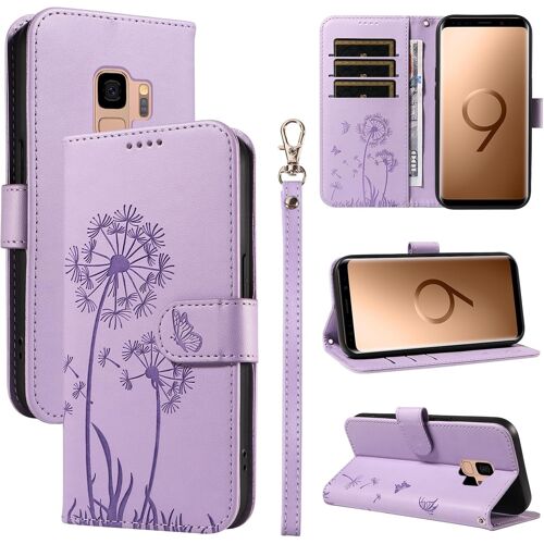 SJZG-Coque Pour Samsung Galaxy S9, Housse En Cuir Pu Premium Etui À Rabat Pochette De Portefeuille Avec Porte Carte Étui De Protection Pour Galaxy S9, Violet
