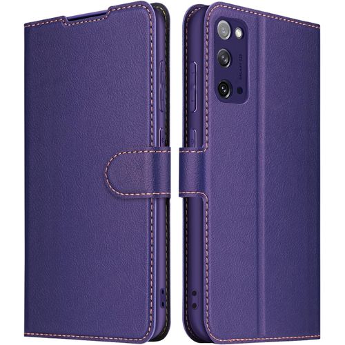 KAL-Coque Pour Samsung Galaxy S20, Premium Portefeuille Étui [Fentes Pour Cartes] [Fermeture Magnétique] [Stand Fonction] Housse En Cuir Compatible Avec Samsung Galaxy S20 (Violet)