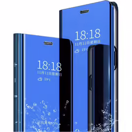 Kal-Mlotech Coque Pour Samsung Galaxy A05s Housse Étui Avec Verre Trempé Flip Clear View Translucide Miroir Cover Standing 360° Antichoc Smart Cover Bumper Bleu Ciel