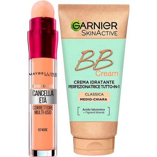 Checarzhn--No1-Skinactive Bb Cream Crème Hydratante Perfectionnante Pour Le Vi Tout En 1 Spf25 Teinte Moyennement Claire + Anti-Cernes Liquide Polyvalent Anti-Âge Couleur 02 Nude Avec Applicateur Épo 