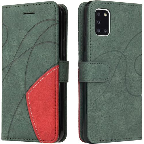 Coque Pour Samsung Galaxy A31, Etui En Cuir Pu Portefeuille Housse Fermeture Magnétique Und Flip Protection Case Avec Antichoc Tpu, Etui À Rabat, Fentes Pour Cartes (Vert)