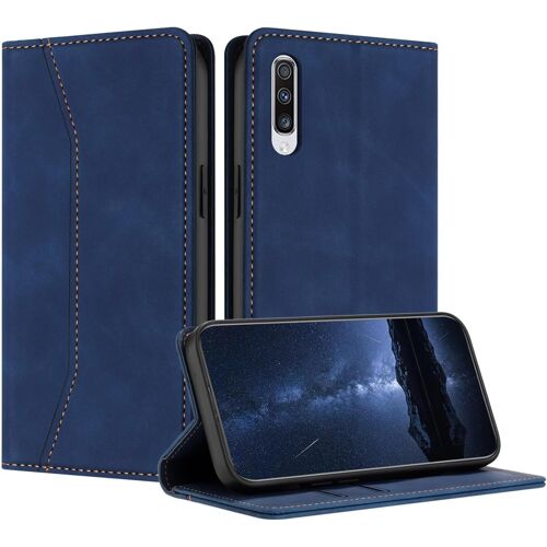 KAL-Coque Compatible Avec Samsung Galaxy A90 5G, Etui Protection Housse En Cuir Pu, Pochette Flip Case Porte Carte Magnétique Étui Pour Samsung A90 5G(Bleu)
