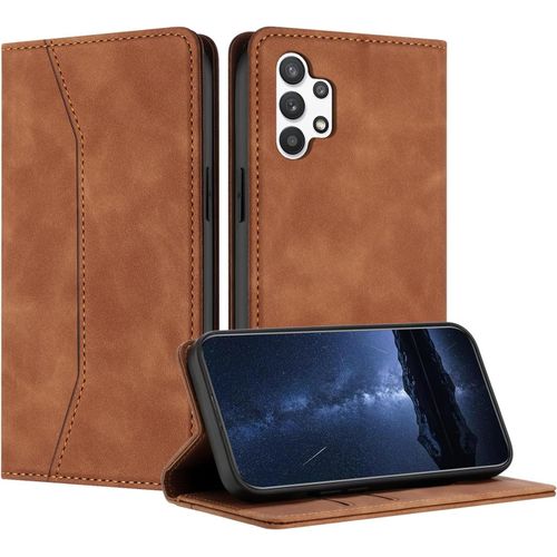 Kal-Coque Compatible Avec Samsung Galaxy A04s/A13 4g/A13 5g/M13 5g, Etui Protection Housse En Cuir Pu, Pochette Flip Case Porte Carte Magnétique Étui (Kaki)