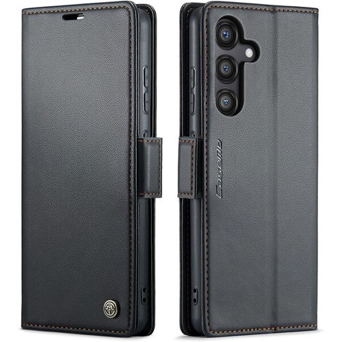 TRAHOO-Coque pour Samsung Galaxy S24 FE Etui avec [RFID Blocage], Housse en Premium Cuir Pochette Portefeuille Rabat Clapet Case Porte Carte Magnétique Étui pour Samsung Galaxy S24 FE - Noir