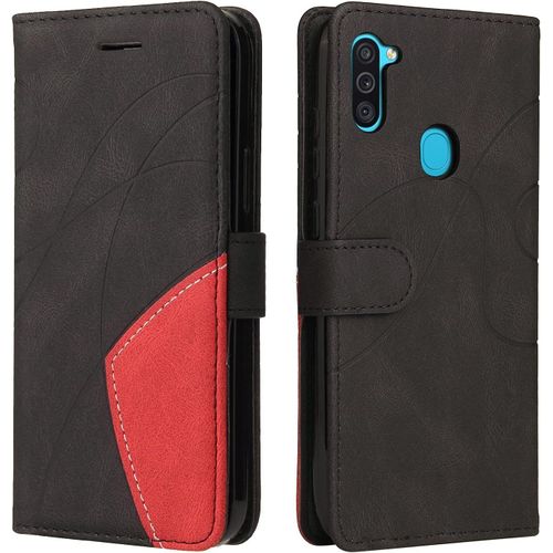 SJZG-Coque Pour Samsung Galaxy M11 / A11, Etui En Cuir Pu Portefeuille Housse Fermeture Magnétique Und Flip Protection Case Avec Antichoc Tpu, Etui À Rabat, Fentes Pour Cartes (Le Noir)