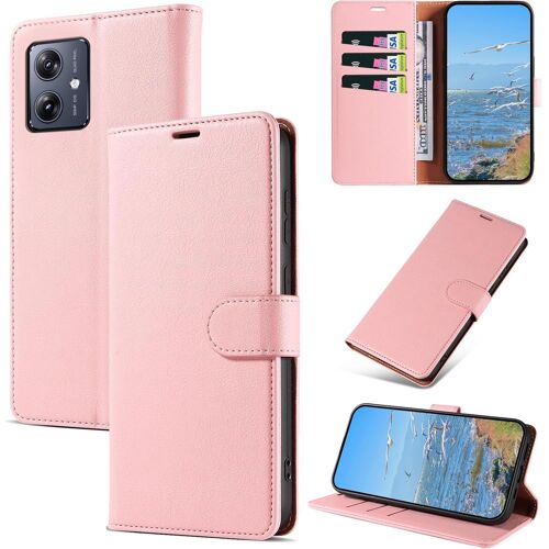 KAL-Coque Pour Motorola Moto G54 5G, Antichoc Magnetique Étui À Rabat Avec Porte Cartes, Portefeuille Housse En Cuir Pu Coque Pour Motorola Moto G54 5G, Rose