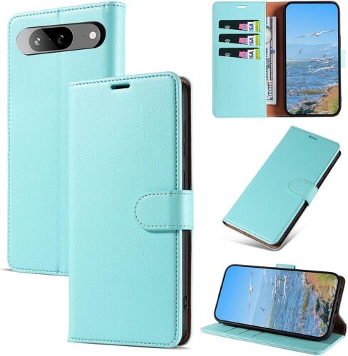 KAL-Coque Pour Google Pixel 8A 5G, Antichoc Magnetique Étui À Rabat Avec Rfid Blocage, Portefeuille Housse En Cuir Pu Coque Pour Google Pixel 8A 5G, Vert