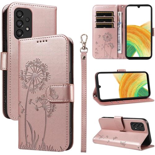 Coque Pour Samsung Galaxy A33 5G, Housse En Cuir Pu Premium Etui À Rabat Pochette De Portefeuille Avec Porte Carte Étui De Protection Pour Galaxy A33 5G, Or Rose