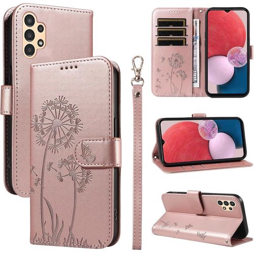 Sansh-Coque Pour Samsung Galaxy A04s / A13 5g / 4g, Housse En Cuir Pu Premium Etui À Rabat Pochette De Portefeuille Avec Porte Carte Étui De Protection Pour Galaxy A04s / A13 5g, Or Rose