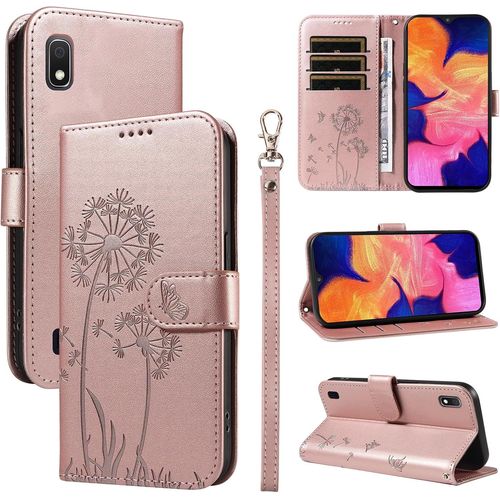 Kal-Coque Pour Samsung Galaxy A10, Housse En Cuir Pu Premium Etui À Rabat Pochette De Portefeuille Avec Porte Carte Étui De Protection Pour Galaxy A10, Or Rose
