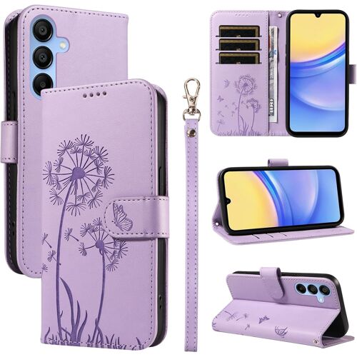 SJZG-Coque Pour Samsung Galaxy A15 5G / 4G, Housse En Cuir Pu Premium Etui À Rabat Pochette De Portefeuille Avec Porte Carte Étui De Protection Pour Galaxy A15 5G / 4G, Violet