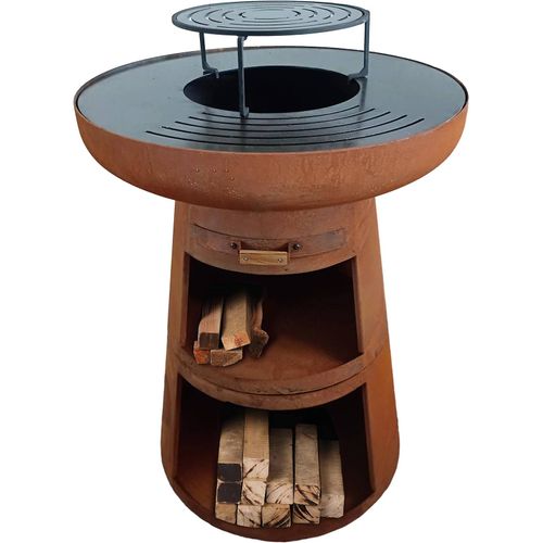 Purline Barbecue rond avec plaque D'acier ronde et Grille
