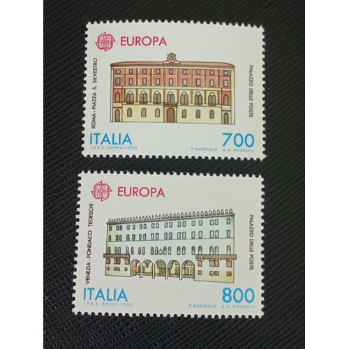 Timbre Italie Y T 1882 - 83 Série : Europa C.E.P.T. - Bâtiments Des Bureaux De Poste 1990 (060709 )