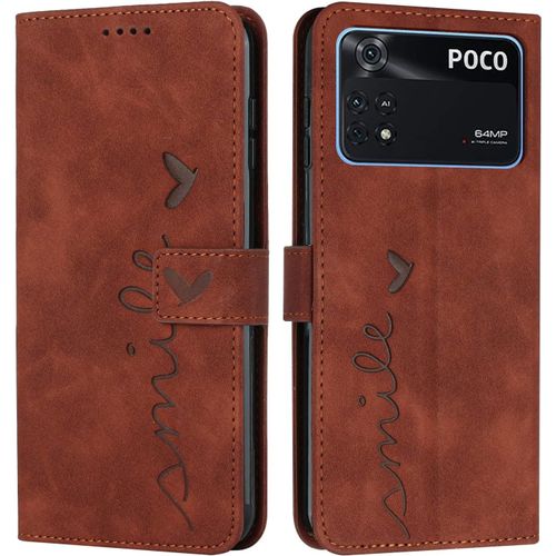 KAL-Coque Pour Xiaomi Poco M4 Pro 4G, Étui Housse En Cuir Pu Premium Xiaomi Poco M4 Pro 4G, Magnetique Flip [Pochette De Portefeuille], Etui De Protection Pour Xiaomi Poco M4 Pro 4G (#Marron)