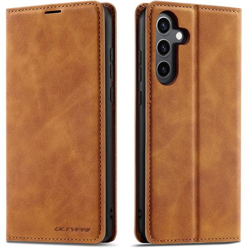 Kal-Etui Pour Samsung Galaxy A55 5g, Housse En Cuir Premium Pu Portefeuille Conque, [Fentes Pour Cartes] [Fermoir Magnétique] [Stand Fonction] Flip Coque Pour Samsung Galaxy A55 - Marron