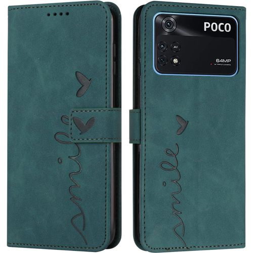 KAL-Coque Pour Xiaomi Poco M4 Pro 4G, Étui Housse En Cuir Pu Premium Xiaomi Poco M4 Pro 4G, Magnetique Flip [Pochette De Portefeuille], Etui De Protection Pour Xiaomi Poco M4 Pro 4G (Vert)