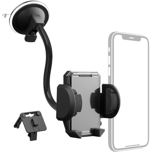 Checarzhn--No1-Kit Support Téléphone Voiture Universel (Ensemble Support Téléphone Pour Voiture, 2en1 Clip Pour Aération Et Ventouse, Pivotable 360°, Pour Mobile De Largeur De 4 À 11 Cm) Noir