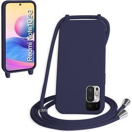 KAL-Coque Avec Cordon Pour Xiaomi Redmi Note 10 5G,Collier Pour Étui Bandoulière Colliers De Cellulaire Mince Antichoc Réglable Lanyard Silicone Case,Bleu Marin