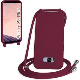 Kal-Coque Avec Cordon Pour Samsung Galaxy S8 Plus,Collier Pour Étui Bandoulière Colliers De Cellulaire Mince Antichoc Réglable Lanyard Silicone Case,Rouge
