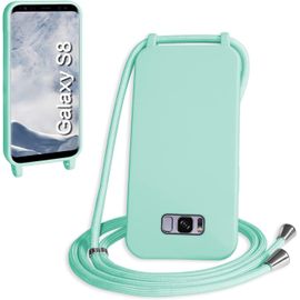 Kal-Coque Avec Cordon Pour Samsung Galaxy S8,Collier Pour Étui Bandoulière Colliers De Cellulaire Mince Antichoc Réglable Lanyard Silicone Case,Vert Clair