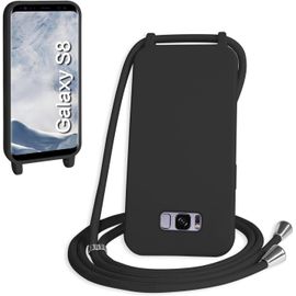 Kal-Coque Avec Cordon Pour Samsung Galaxy S8,Collier Pour Étui Bandoulière Colliers De Cellulaire Mince Antichoc Réglable Lanyard Silicone Case,Noir