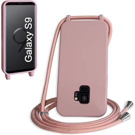 KAL-Coque Avec Cordon Pour Samsung Galaxy S9,Collier Pour Étui Bandoulière Colliers De Cellulaire Mince Antichoc Réglable Lanyard Silicone Case,Couleur Lotus