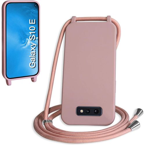 Kal-Coque Avec Cordon Pour Samsung Galaxy S10e,Collier Pour Étui Bandoulière Colliers De Cellulaire Mince Antichoc Réglable Lanyard Silicone Case,Couleur Lotus