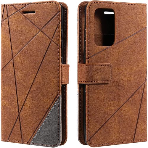 Kal-Coque Pour Samsung Galaxy A52 5g, Rabat Portefeuille De Protection Cuir Pu Etui, Slim Silicone Tpu Bumper Magnétique Housse, Flip Porte Cartes Avec Fonction Support Cover Antichoc Case (Brun)