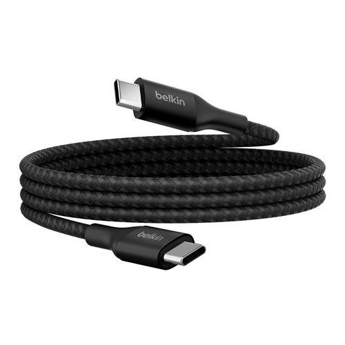 Câble USB C Power Delivery 240W Certifié USB-IF Nylon Tressé 1m Belkin Noir
