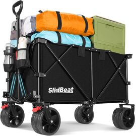 Chariot De Jardin Transport Plage Pliable 155l Max 100kg Noir - Diable