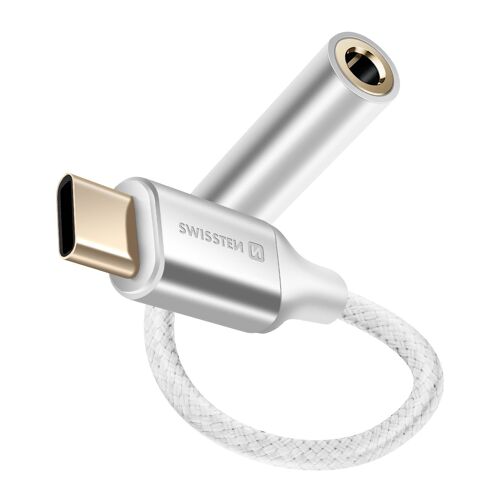 Adaptateur Audio USB-C vers Jack 3.5 mm p. smartphones et tablettes Swissten Blanc