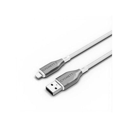 Câble Lightning vers USB-A 2,4A 12W Série Armoured Charge et Synchronisation 2m CYGNETT Blanc