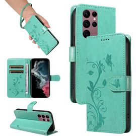 Kal-Coque Pour Samsung Galaxy S22 Ultra, Housse Etui Portefeuille Cuir Pu Multifonction, Magnétique Étui De Protection Compatible Avec Galaxy S22 Ultra, Vert