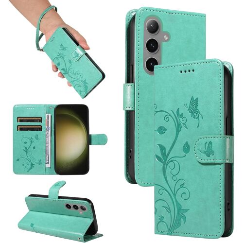 SJZG-Coque Pour Samsung Galaxy S24 Plus, Housse Etui Portefeuille Cuir Pu Multifonction, Magnétique Étui De Protection Compatible Avec Galaxy S24 Plus, Vert