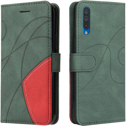 SJZG-Coque Pour Samsung Galaxy A50/A30S/A50S, Etui En Cuir Pu Portefeuille Housse Fermeture Magnétique Und Flip Protection Case Avec Antichoc Tpu, Etui À Rabat, Fentes Pour Cartes (Vert)