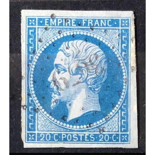 Napoléon - Empire Franc - Nd - 20c Bleu - Type I = Mêche Renforcée - Bleu Laiteux (Très Joli N° 14af) Obl - France Année 1853 - Brn83 - N32483