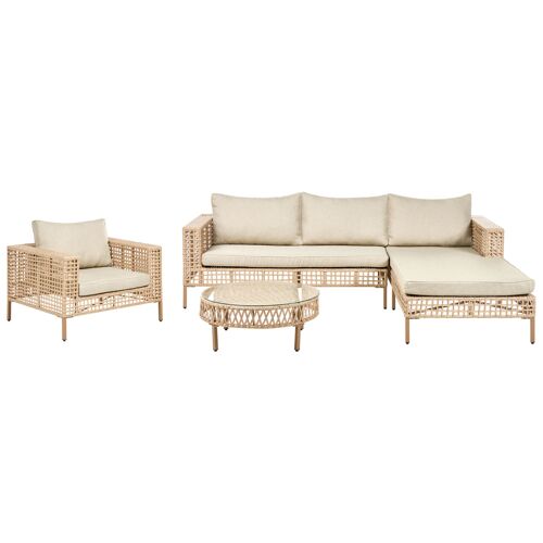 Ensemble De Salon De Jardin Avec Table 4 Places Calasetta Côté Gauche Beige