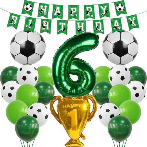 Ershi-Ballon De Football Vert 6ème Anniversaire - Décoration Hélium Pour Garçon 6 Ans - Enfants Fête[2796]