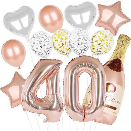 MEVRONISSHOP-Décoration Anniversaire 40 Ans Femme, Rose Gold Ballons Confettis 40 Hélium Paillette, Ballons Hélium Paillette Femme, Cadeau Ballon de Fête pour Homme (40 Ans)