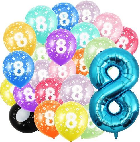 Number 8 Birthday Balloons And 20 X 30 Cm Balloons \ Blue Number Balloons 40-101 Cm Birthday Balloon Decoration \ Decorated Birthday Number Balloon Flights With Helium.