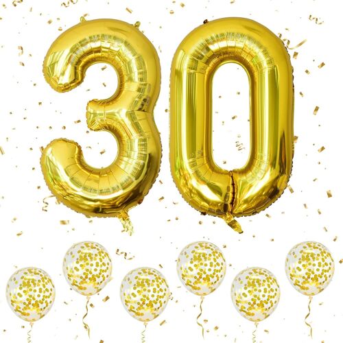 Number 30 Gold Balloons, 40 Inch Large Number 3 & 0 Balloons With 6 Helium Balloons Gold Confetti, 3Rd 30Th Birthday Balloon For Men Women Romantic Parties Birthday Oc Ns