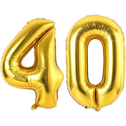 SJZG-40 Pouces Ballon Chiffre Anniversaire Or, 0-9, 10-90 Numero Deco Birthday, Party Deco Soutenir L'Hélium