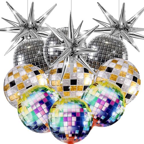 Disco Ballons, 12 Pièces Ballons En Aluminium Disco, Foil Ballons Disco, Ballon Disco Party, Décorations De Fête Disco, Pour Fête De Danse Disco Fête D'Anniversaire Mariage Baby Shower
