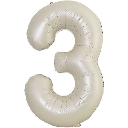 40 Inch Number Balloon 3 Milk White 0123456789,10-19,20-25,30,40,50,60,70,80,90 Number Balloon 3 Year Decoration Birthday, Balloon 3 Balloon Party Deco Support Helium