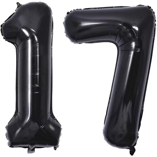 Birthday Number Balloon 40 Inches Black, 0-9, 10-25, 30-90, Deco Birthday Party, Supports Helium